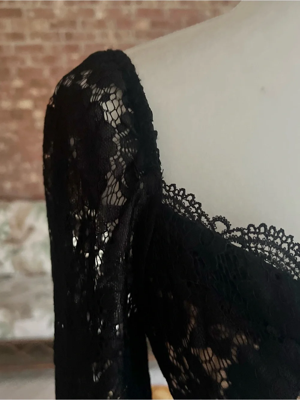 Lush Black Bustier Crop Top Lace Corset Balloon Sleeve NWOT S Cocktail Chic - Picture 5 of 17